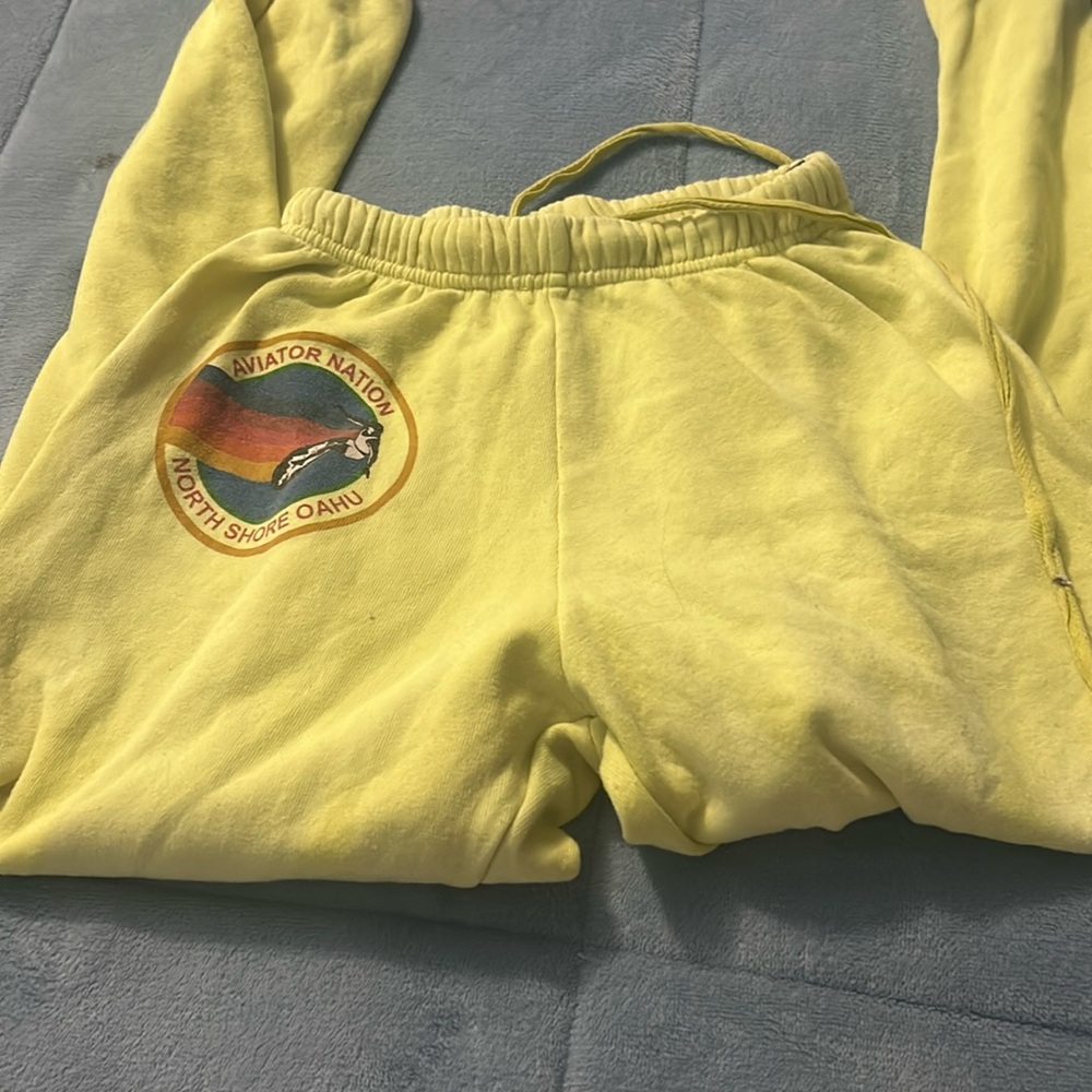 Yellow aviator nation sweat pants